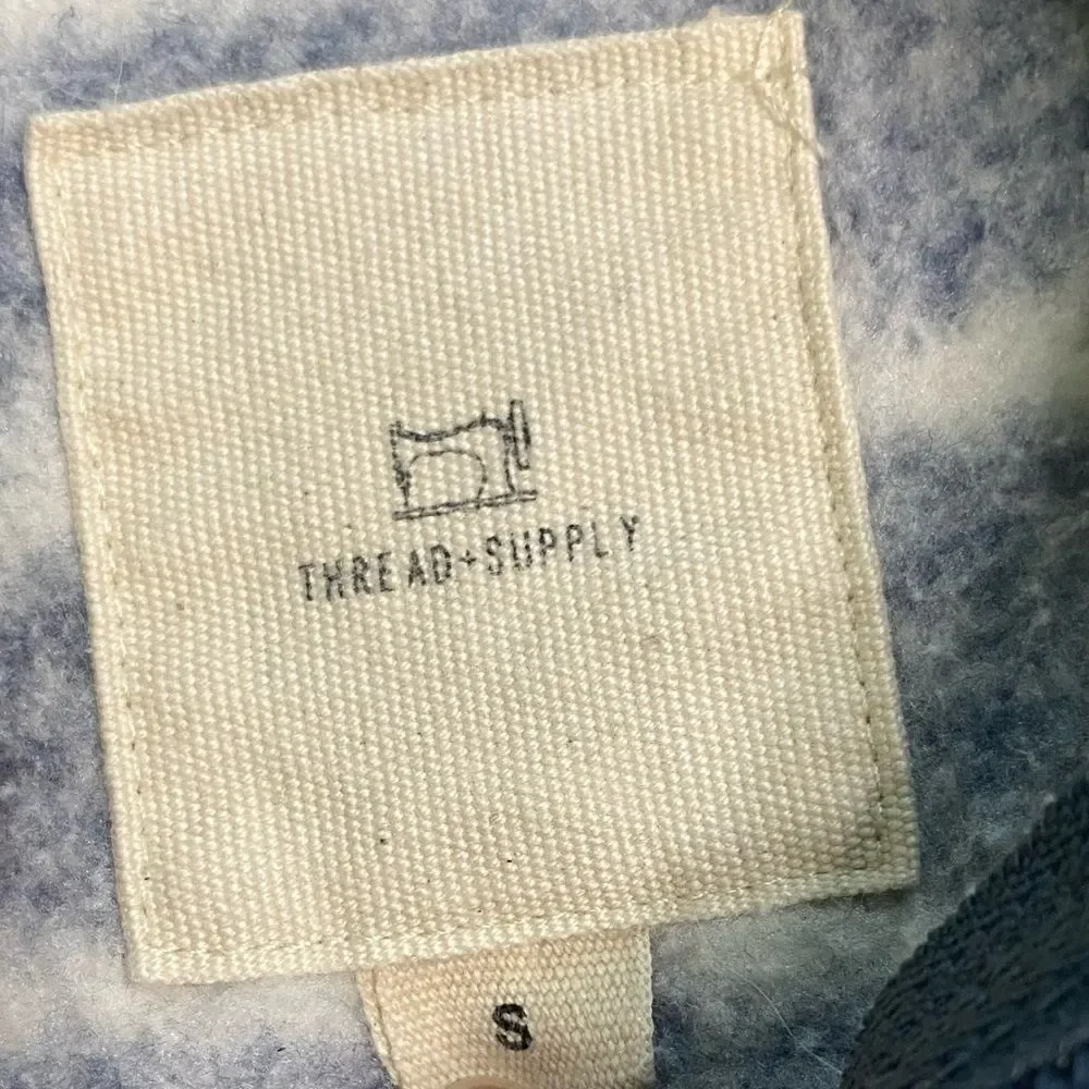 Thread & Supply Blue and White Striped Quarter Zip along Sleeve Pullover